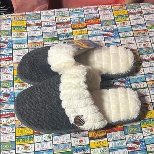 HomeTop Men’s Memory Foam Slippers Gray Size 11-12